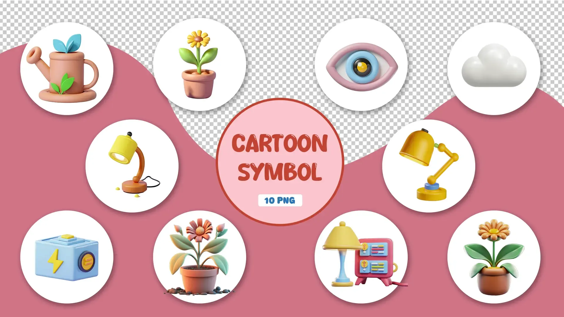 Colorful Cartoon Icons 3D Elements Pack